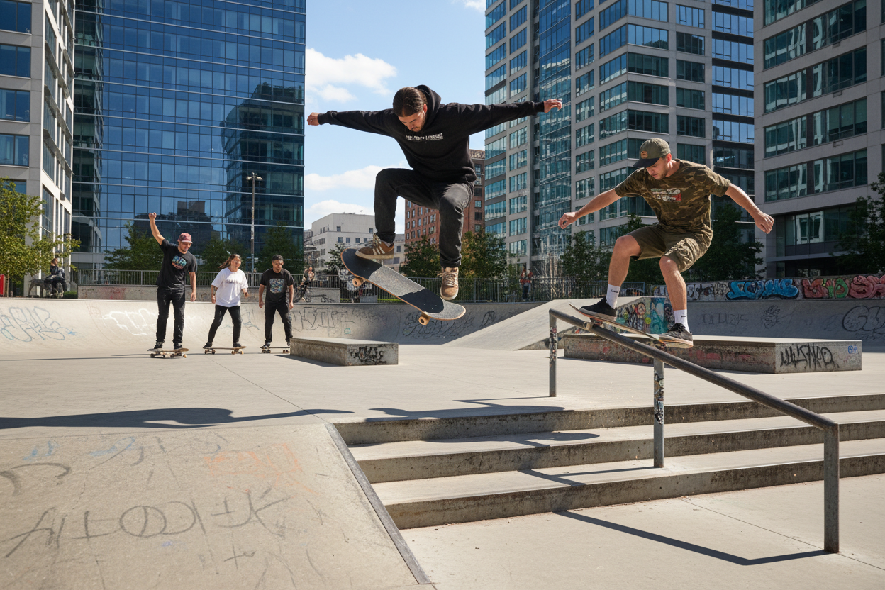 skateboarding people